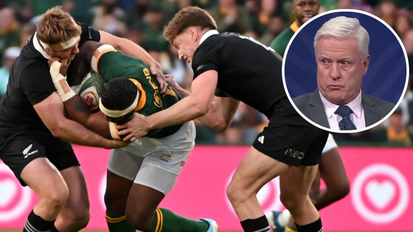 Springboks taking on the All Blacks in 2024 and pundit Matt Williams (inset).