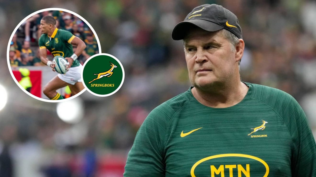 Springboks head coach Rassie Erasmus and fly-half Manie Libbok (inset).