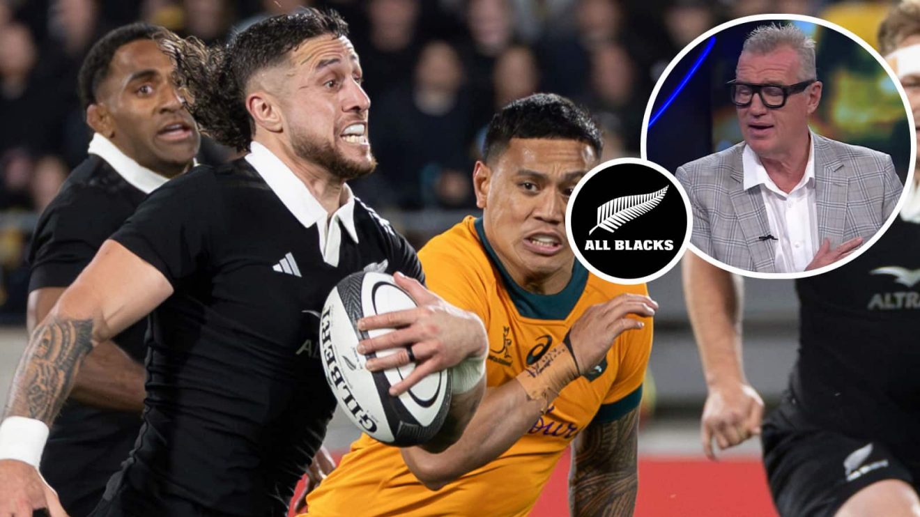 All Blacks scrum-half TJ Perenara and former wing Sir John Kirwan (inset).