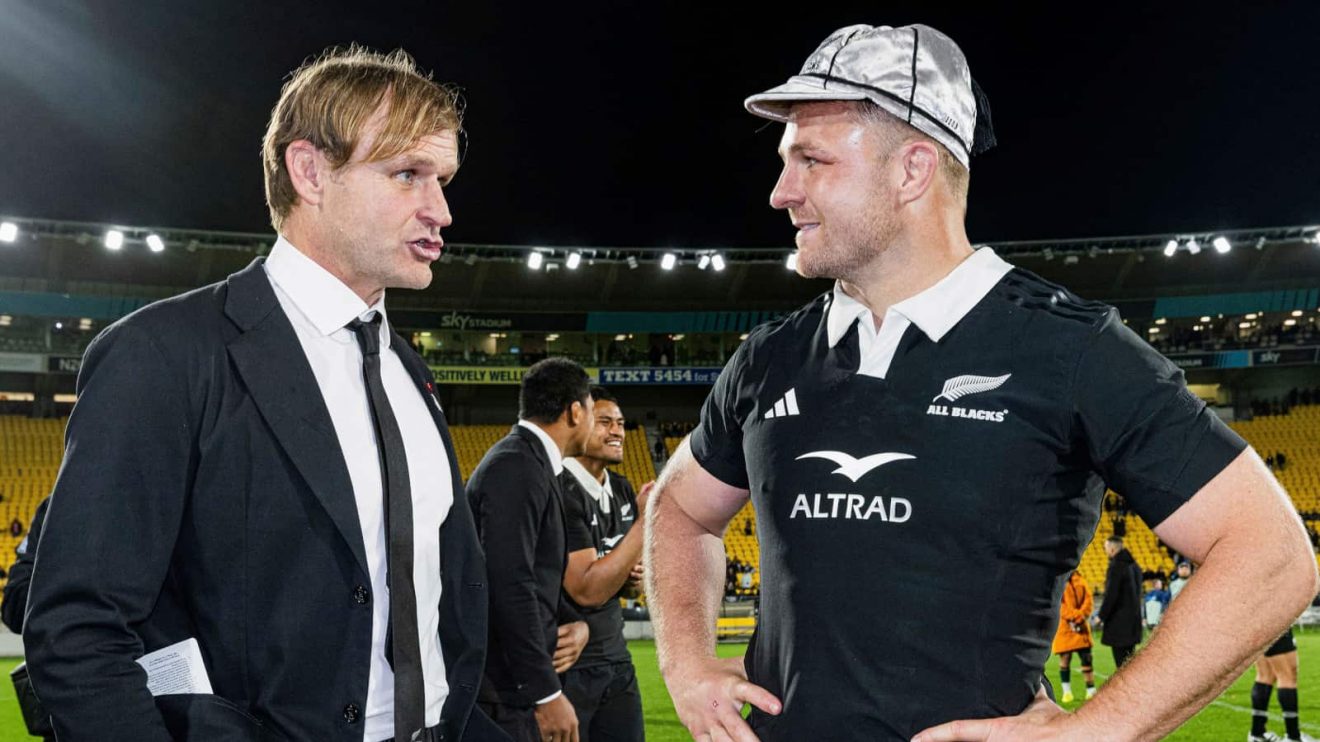 All Blacks head coach Scott Robertson and captain Sam Cane in 2024.