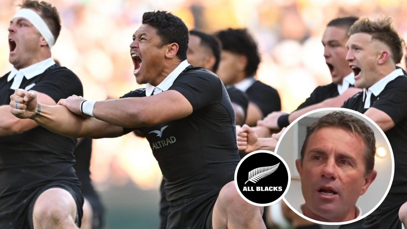 All Blacks haka and Justin Marshall image