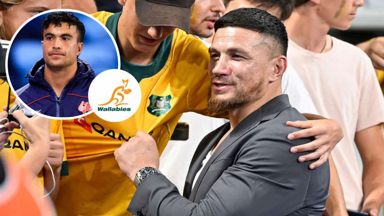 Ex-All Black and rugby league convert Sonny Bill Williams, and new Australia recruit Joseph Suaalii (inset).