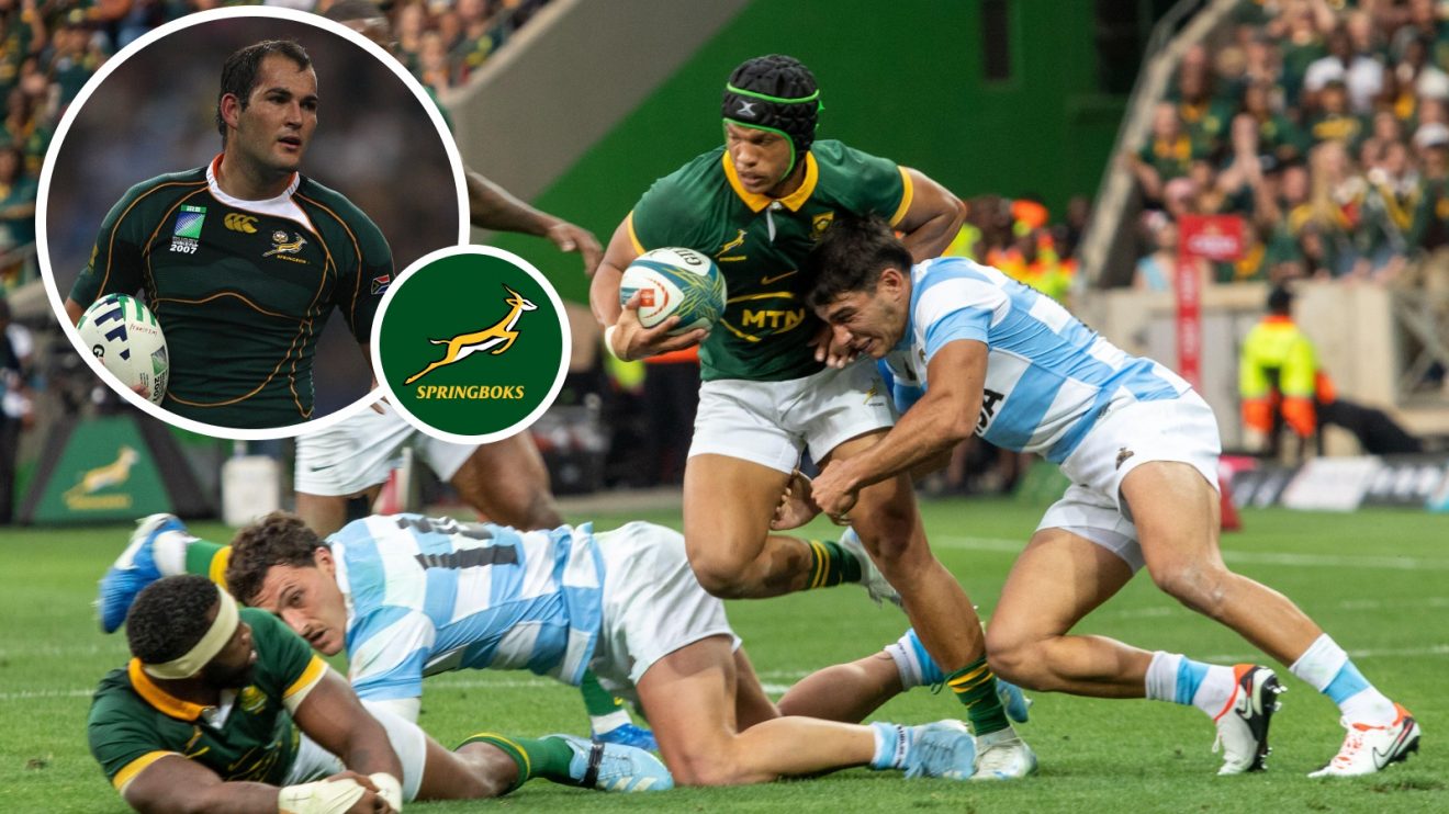 Split with Springboks Kurt-Lee Arendse and legend Fourie du Preez.