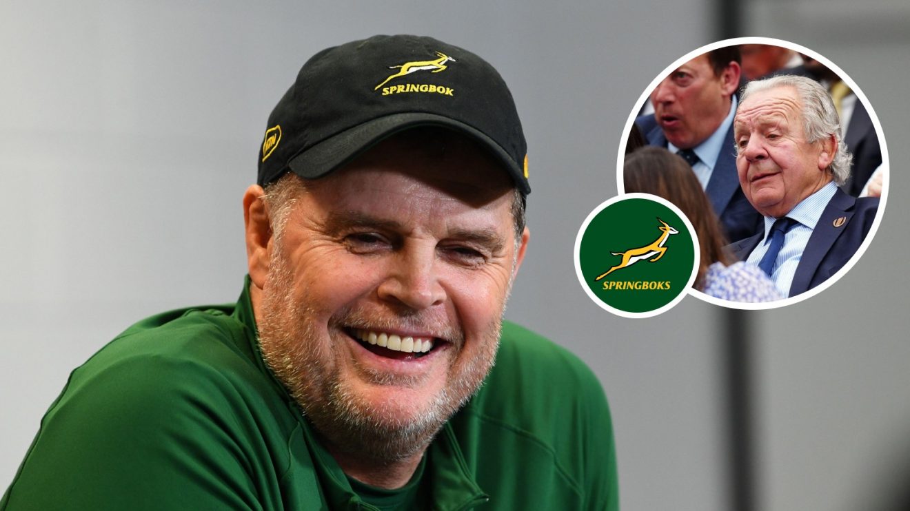 Split with Springboks boss Rassie Erasmus and World Rugby Chairman Sir Bill Beaumont.