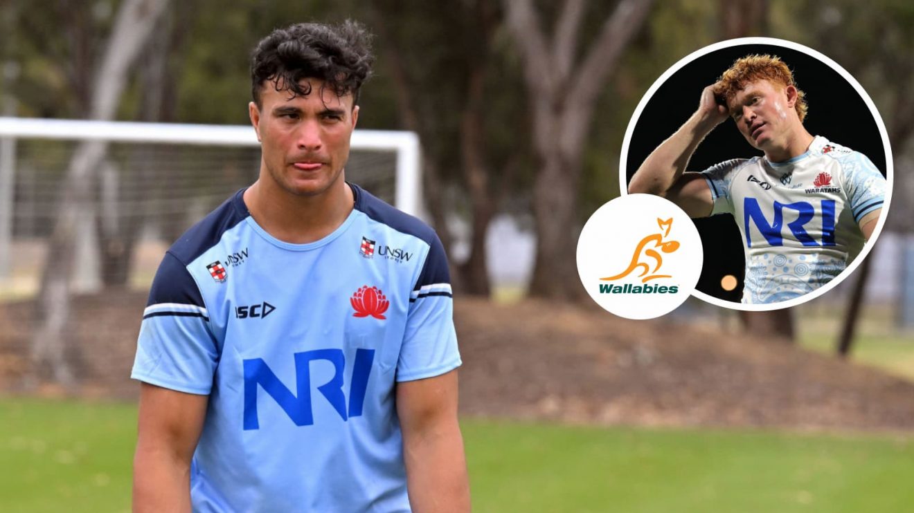 Wallabies' newest recruit Joseph Suaalii and his Waratahs team-mate, fly-half Tane Edmed.