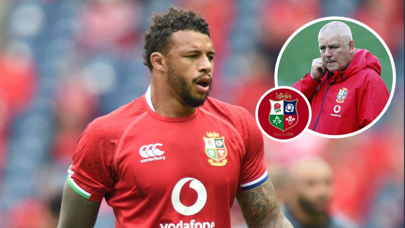Courtney Lawes and an insert of ex-Bristish and Irish lions boss Warren Gatland.