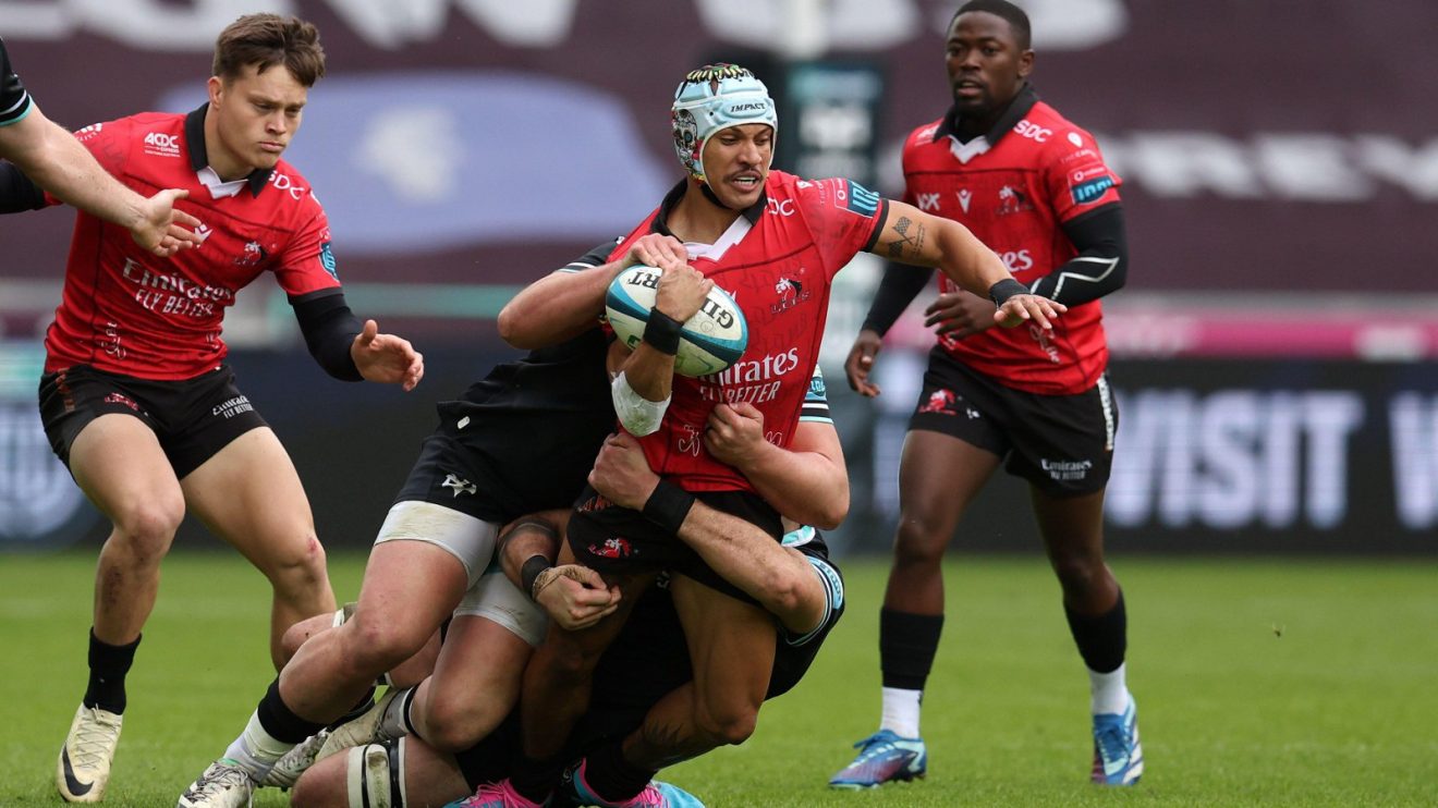 Edwil van der Merwe Lions v Ospreys URC 2024 Alamy