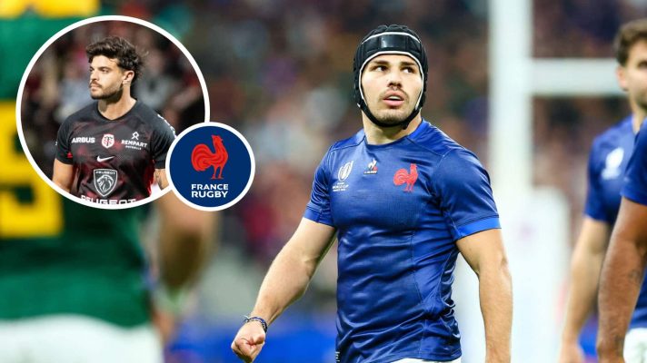 France star Antoine Dupont and an insert of fly-half Romain Ntamack.