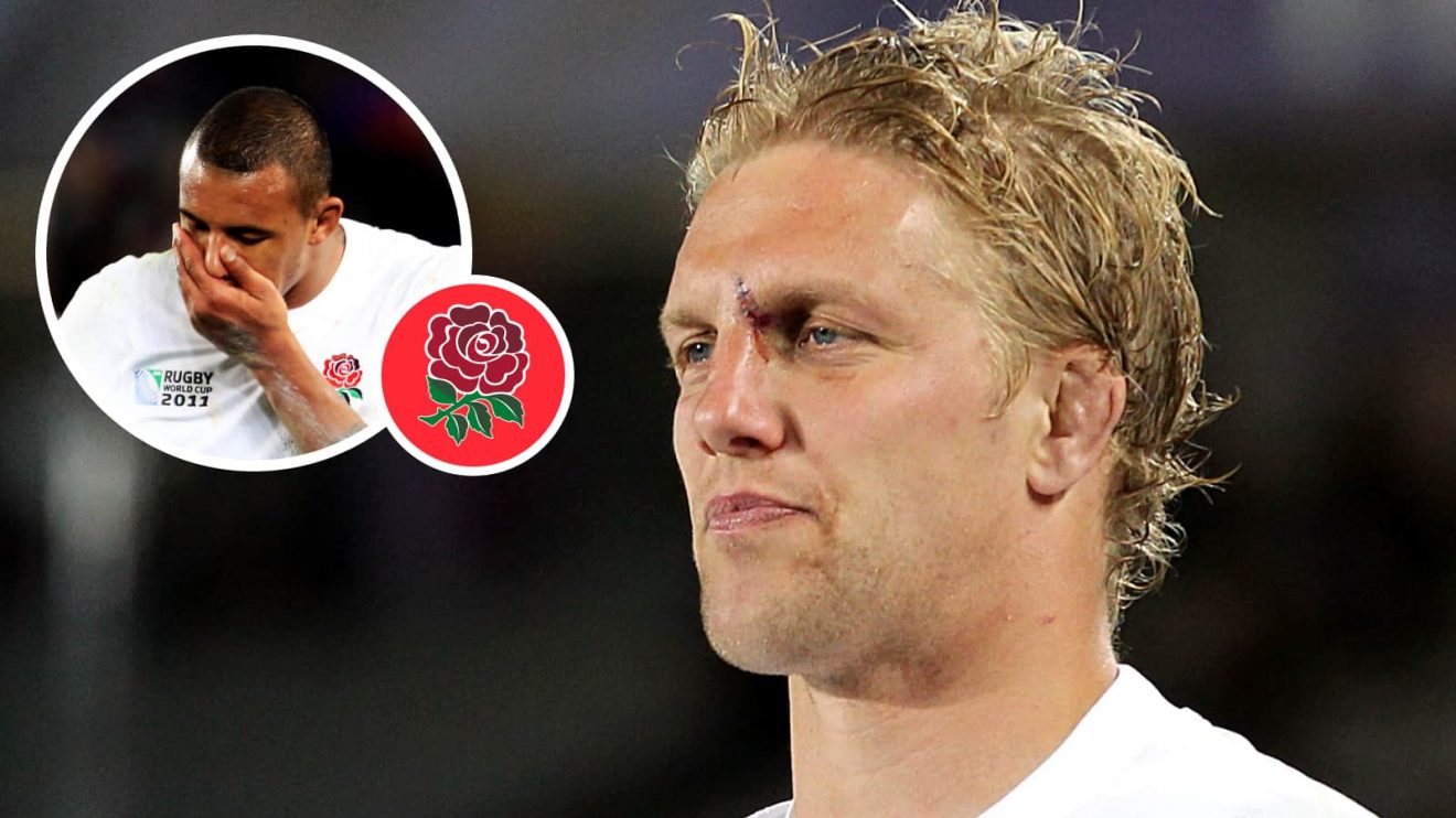 Ex-England captain Lewis Moody and an insert of Courtney Lawes after the 2011 Rugby World Cup defeat to France.
