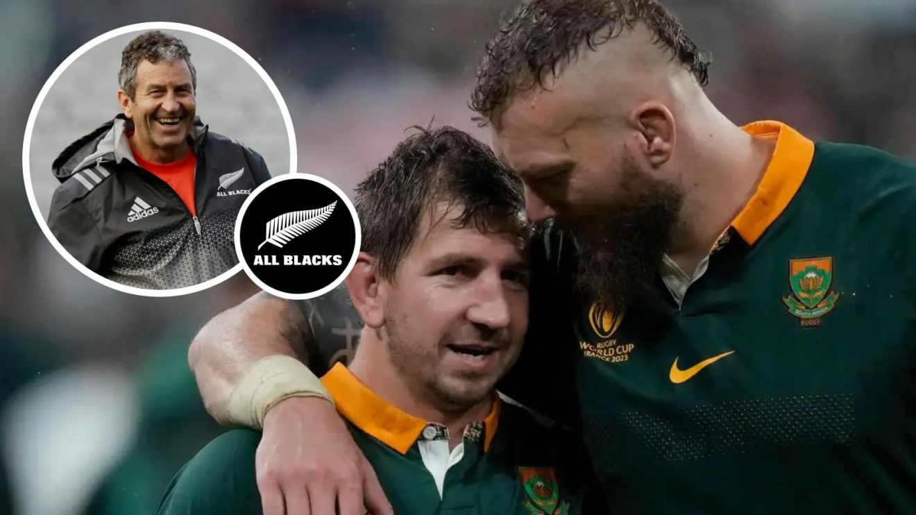 Springboks Kwagga Smith and RG Smith and an insert of ex-All Blacks coach Wayne Smith