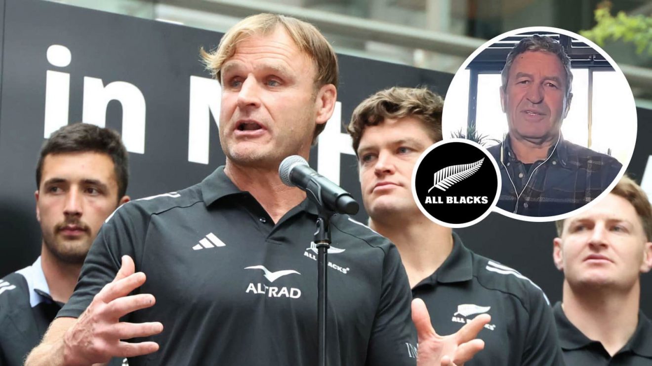 All Blacks head coach Scott Robertson and two-time Rugby World Cup winner Wayne Smith.