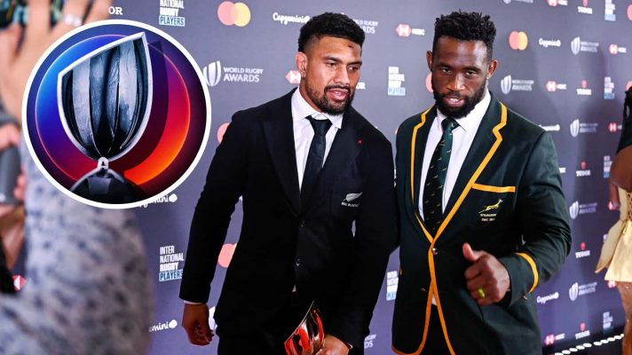 Springboks captain Siya Kolisi, All Blacks captain and Men's World Rugby Player of the Year Ardie Savea.