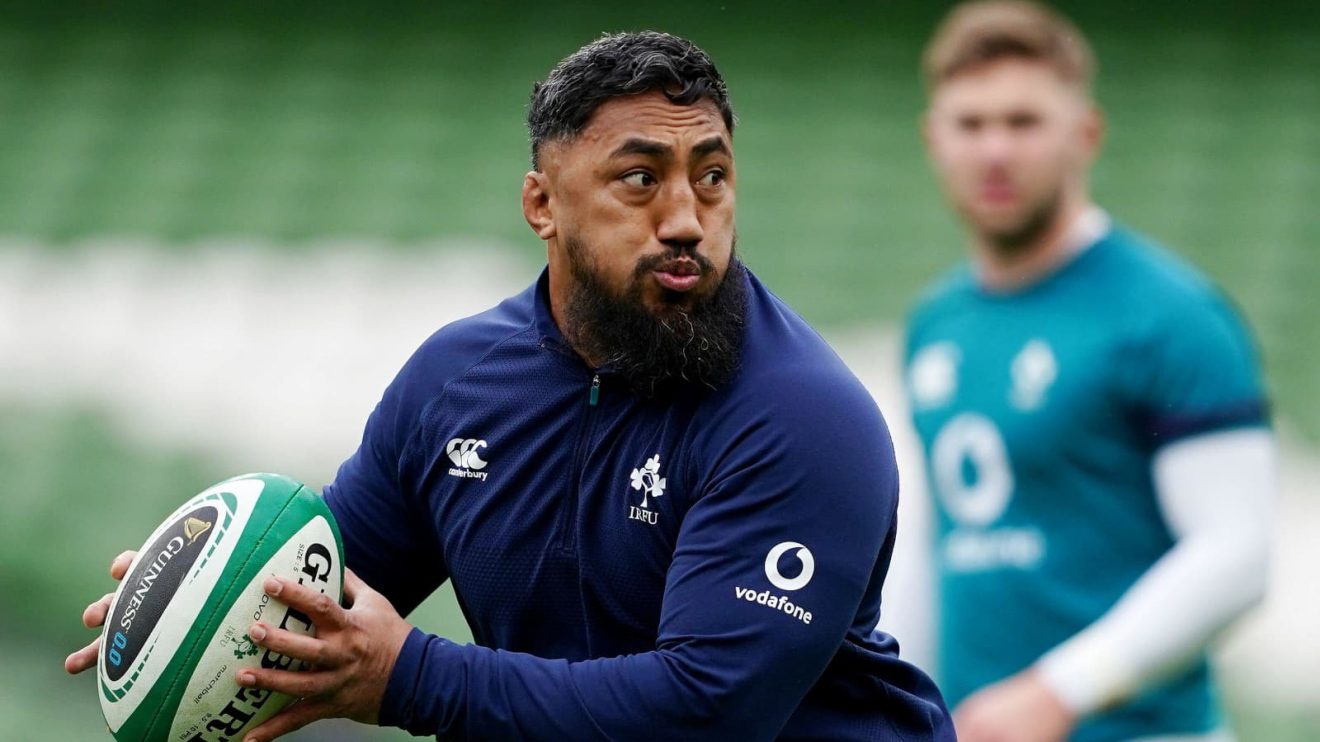 Ireland star Bundee Aki in training in 2024.