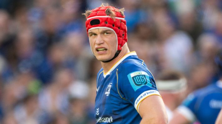 Leinster flanker Josh van der Flier looking on.