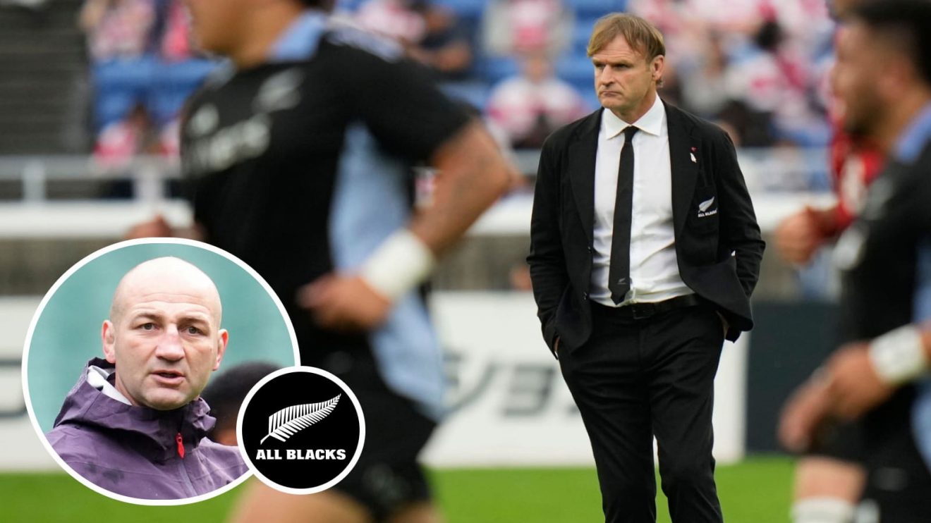 All Blacks head coach Scott Robertson and England boss Steve Borthwick.