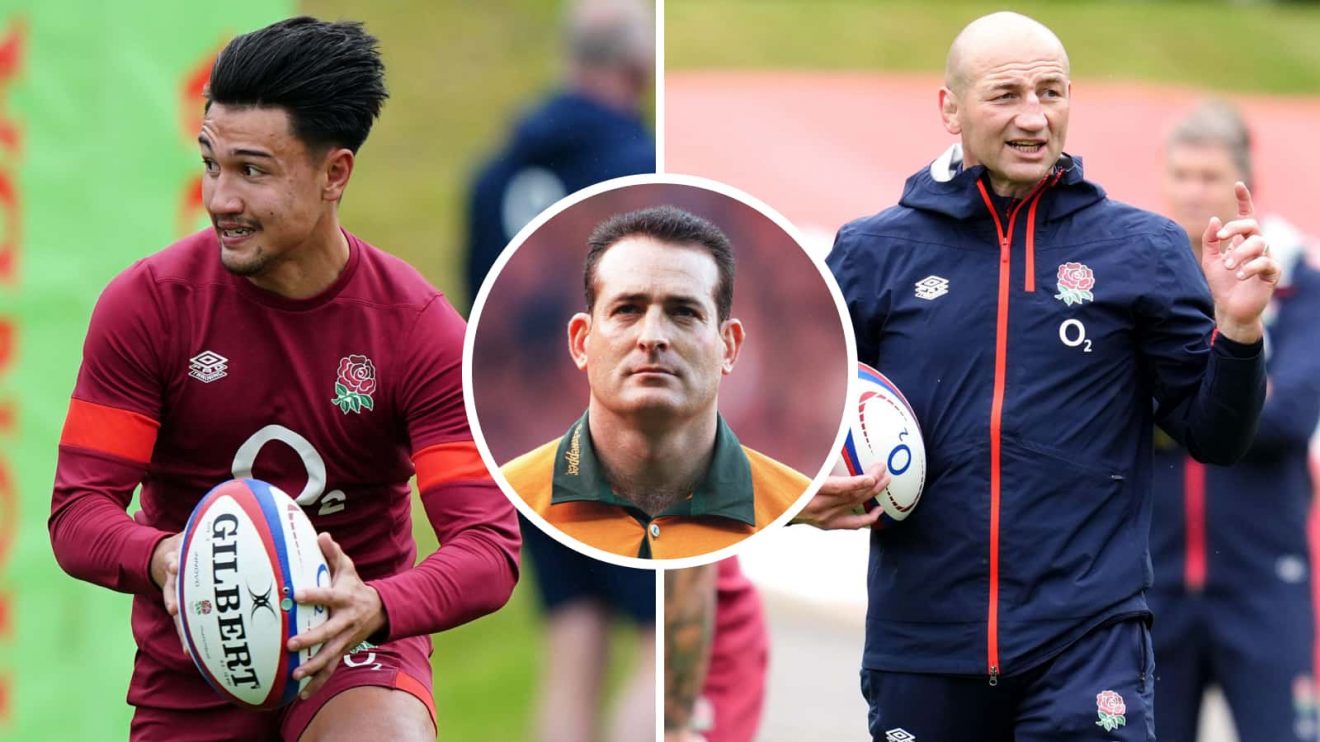 A split image of Marcus Smith, David Campese and England head coach Steve Borthwick.