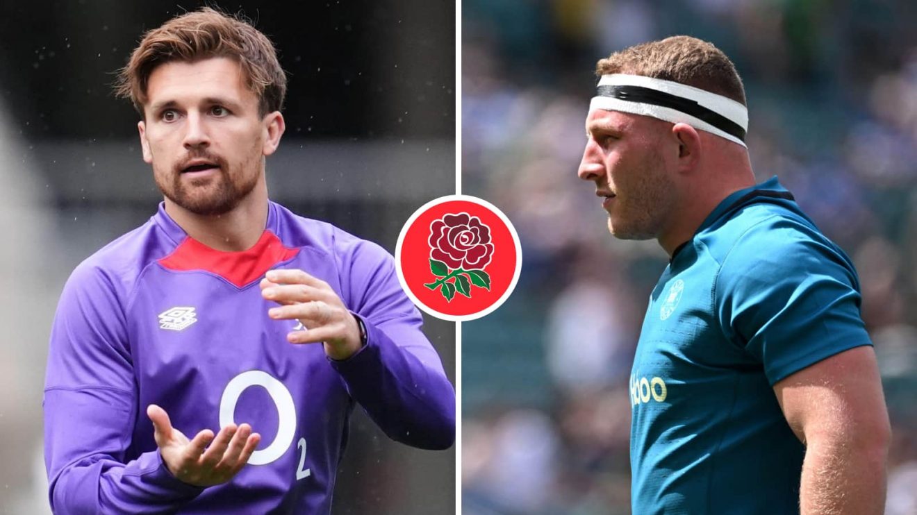 Split image of England players Henry Slade and Sam Underhill (