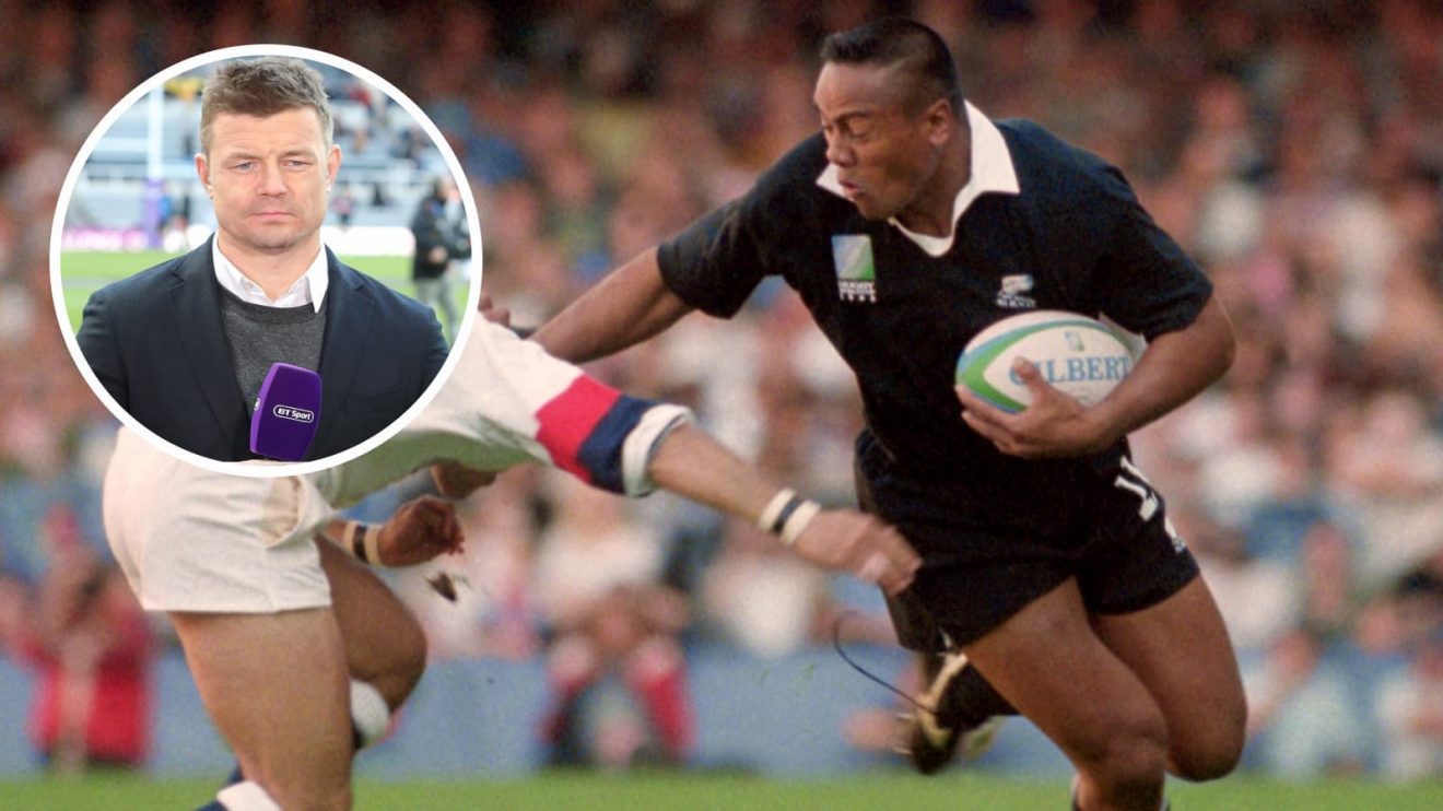 Jonah Lomu scored four tries for the All Blacks in the 1995 Rugby World Cup semi-final against England.