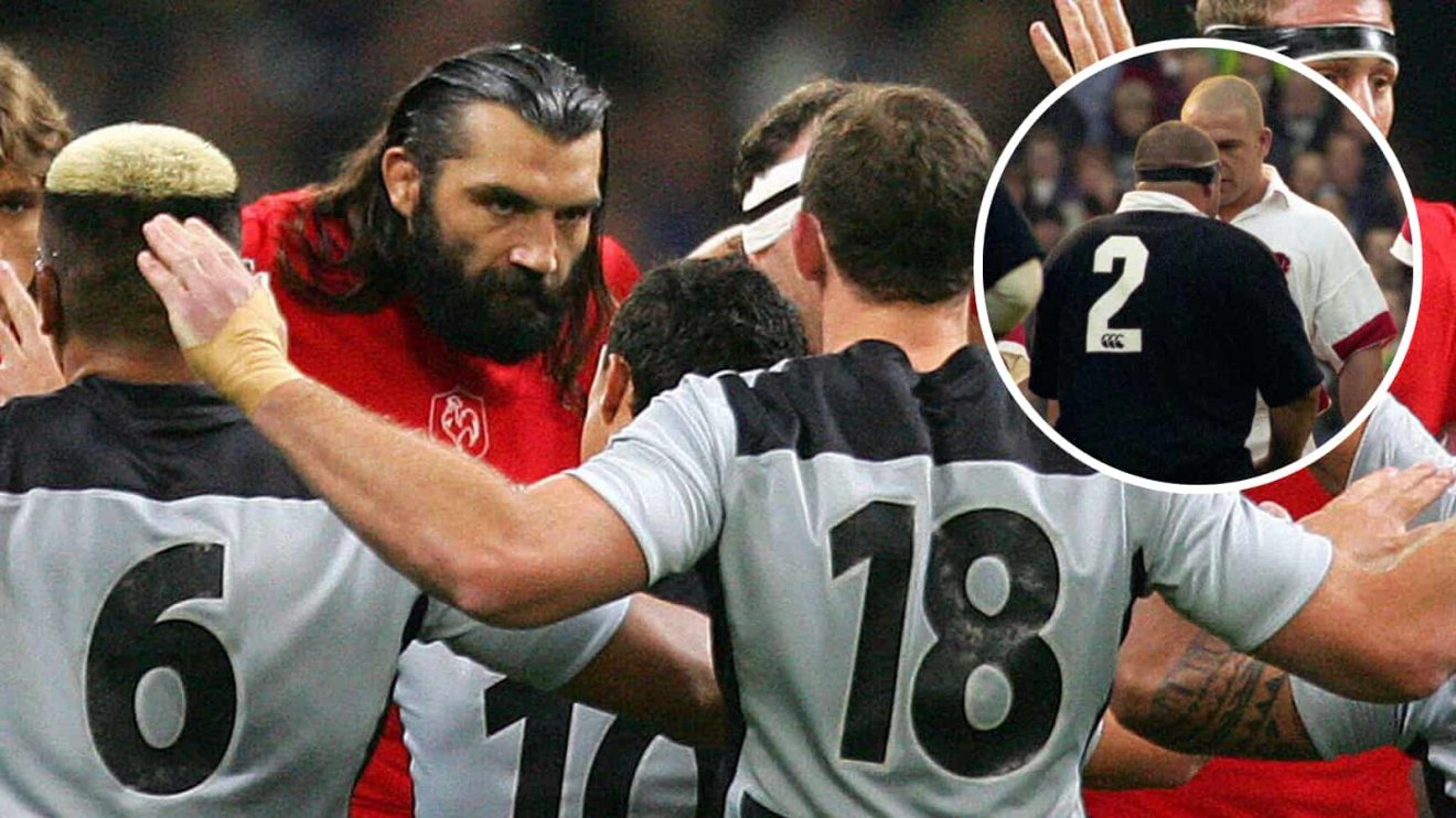 Sebastien Chabal challenges the Haka in 2007 and Richard Cockerill squares up with All Blacks hooker Norm Hewitt.