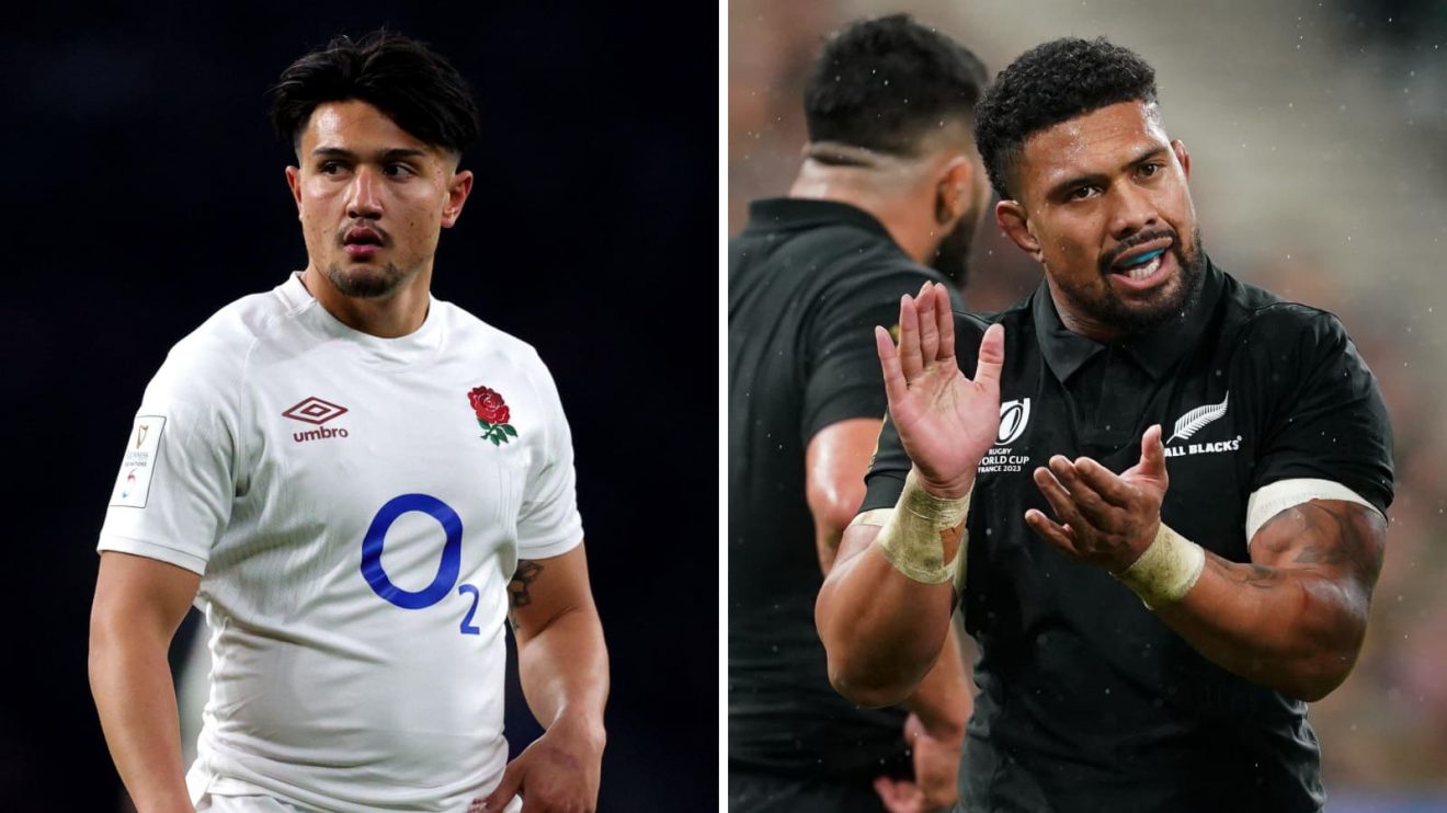 Split image of England's Marcus Smith and All Blacks' Ardie Savea.