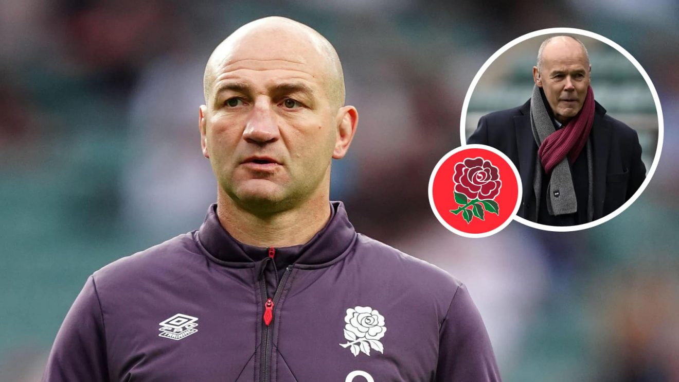 England head coach Steve Borthwick and an insert of Sir Clivewood.