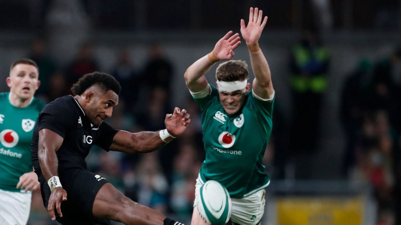 Ireland's Garry Ringrose in action against the All Blacks during their home victory in 2021.