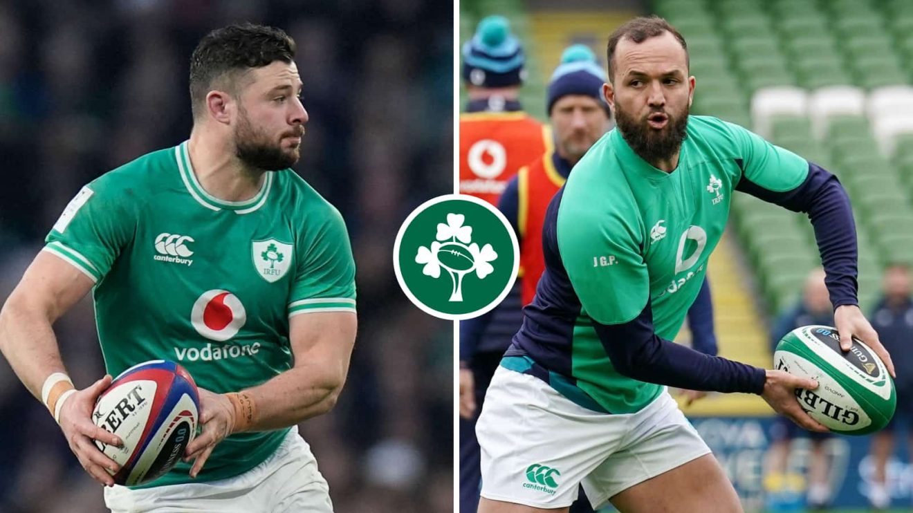 Split image of Ireland players Robbie Henshaw and Jamison Gibson-Park.