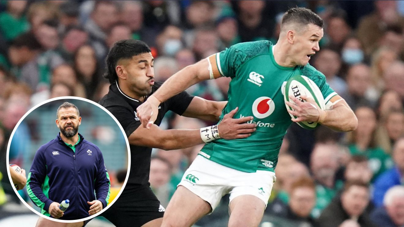 Andy Farrell Rieko Ioane and Johnny Sexton image