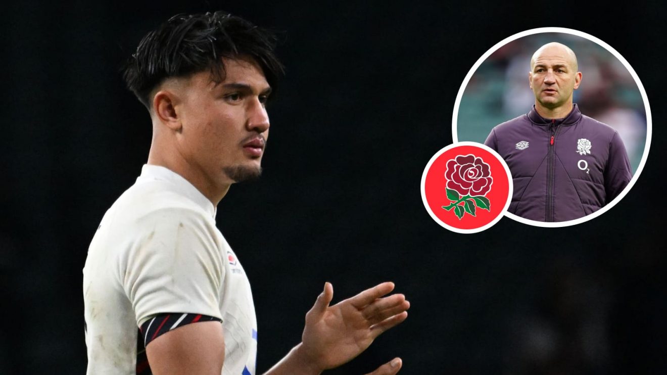 England fly-half Marcus Smith and an insert of head coach Steve Borthwick