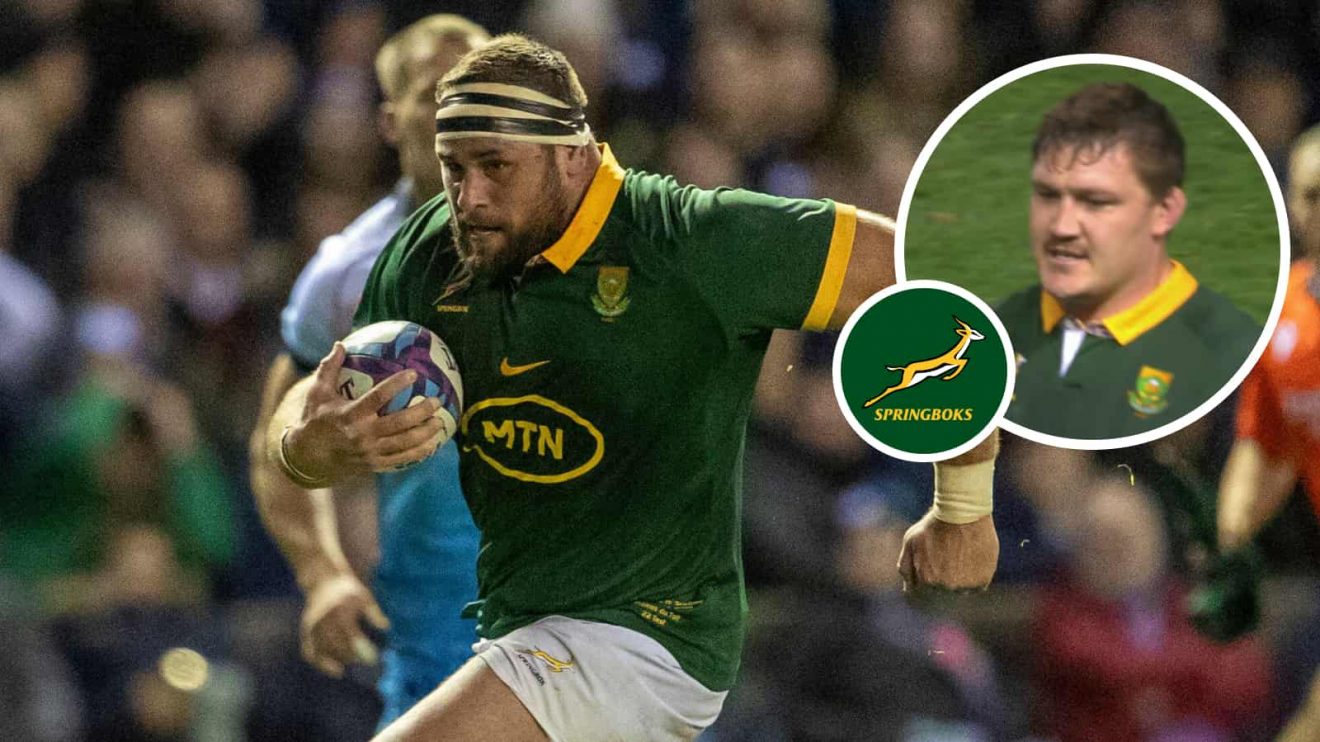 Springboks prop Thomas du Toit and an insert of Jasper Wiese