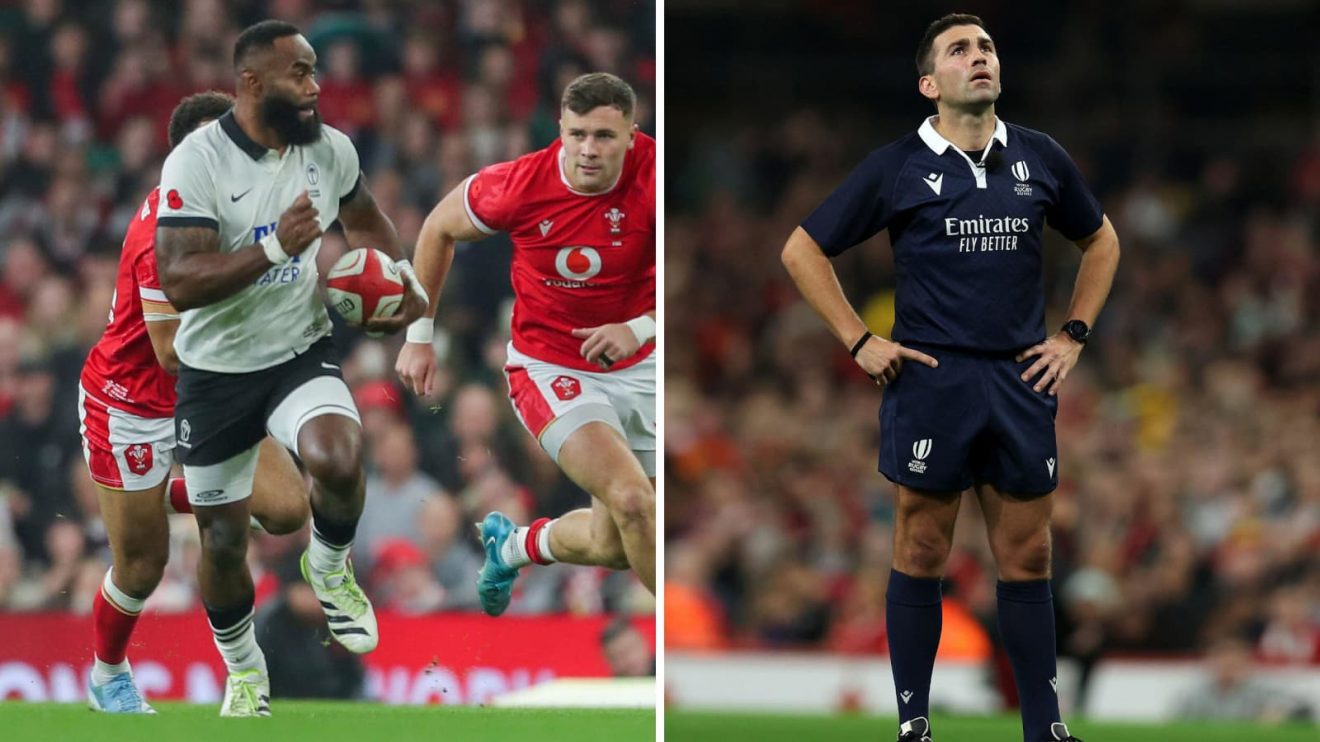 Fiji wing Semi Radradra was shown a yellow card that was upgraded to a 20-minute red card on Sunday.