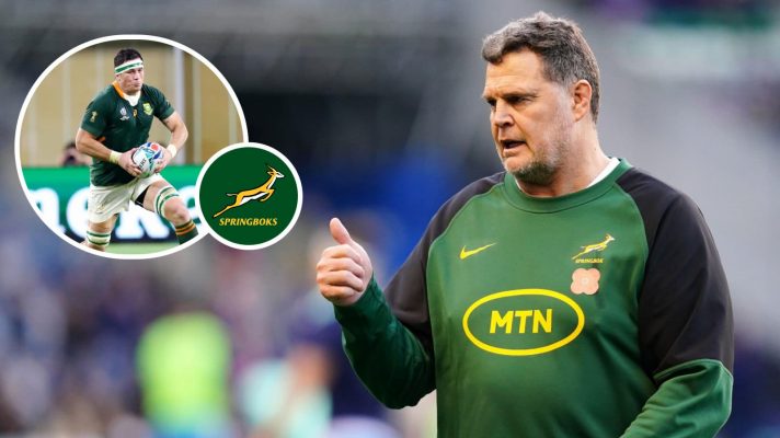 Springboks head coach Rassie Erasmus and former flanker Francois Louw (inset).