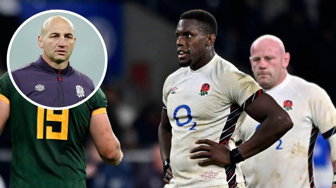 England lock Maro Itoje and an insert of head coach Steve Borthwick.