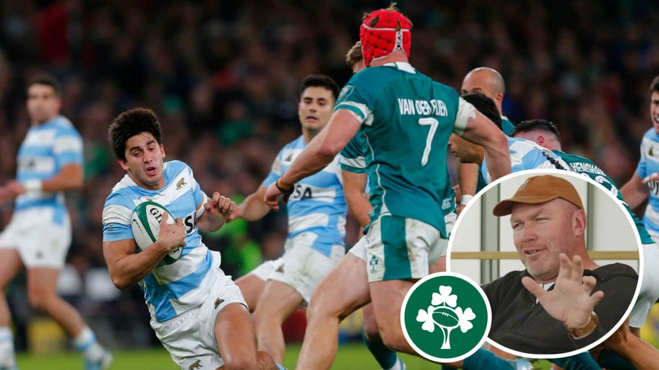 Ireland taking on Argentina in 2024 and Springboks legend Schalk Burger (inset).