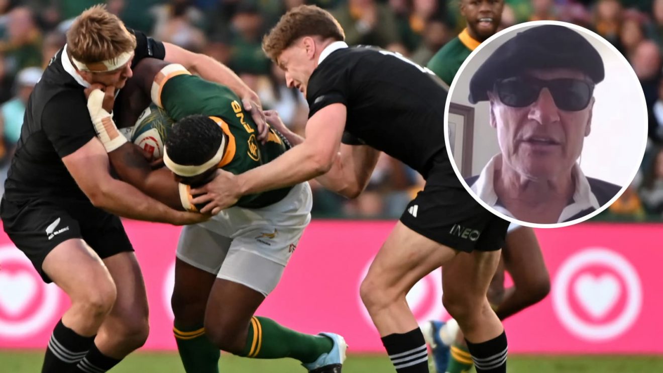 Springboks taking on the All Blacks in 2024 and Murray Mexted.