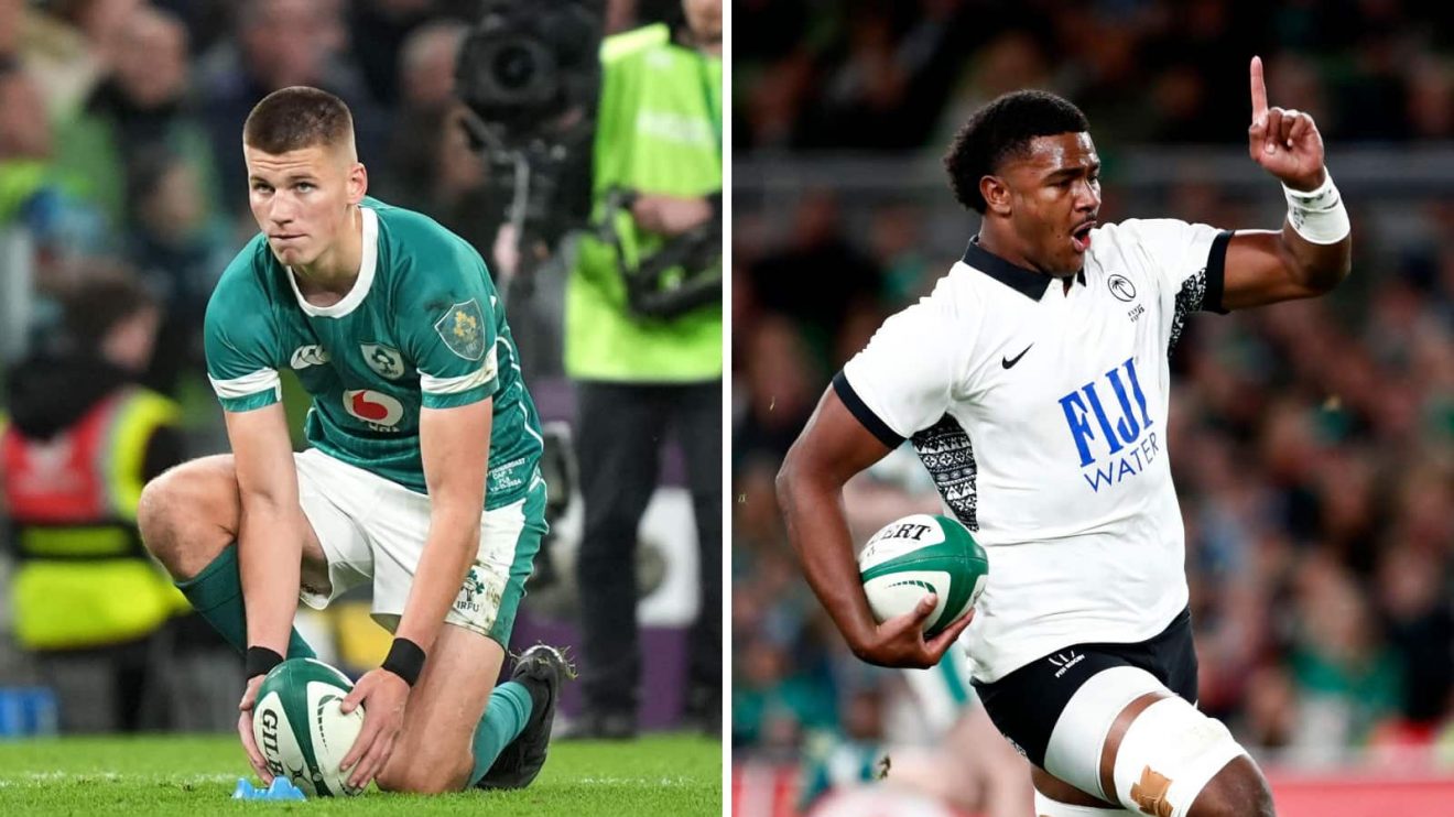 Ireland Sam Prendergast and Fiji Setareki Turagacoke