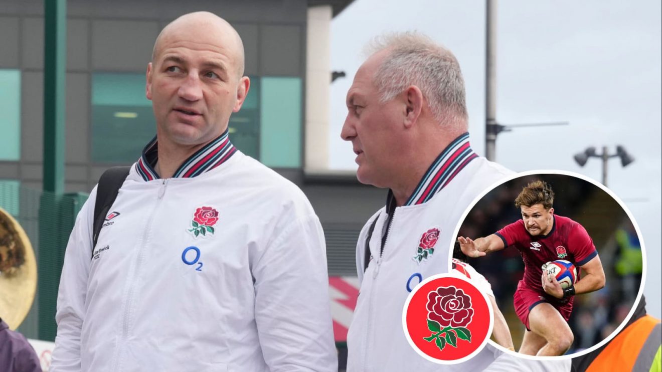 England head coach Steve Borthwick and centre Henry Slade (inset).