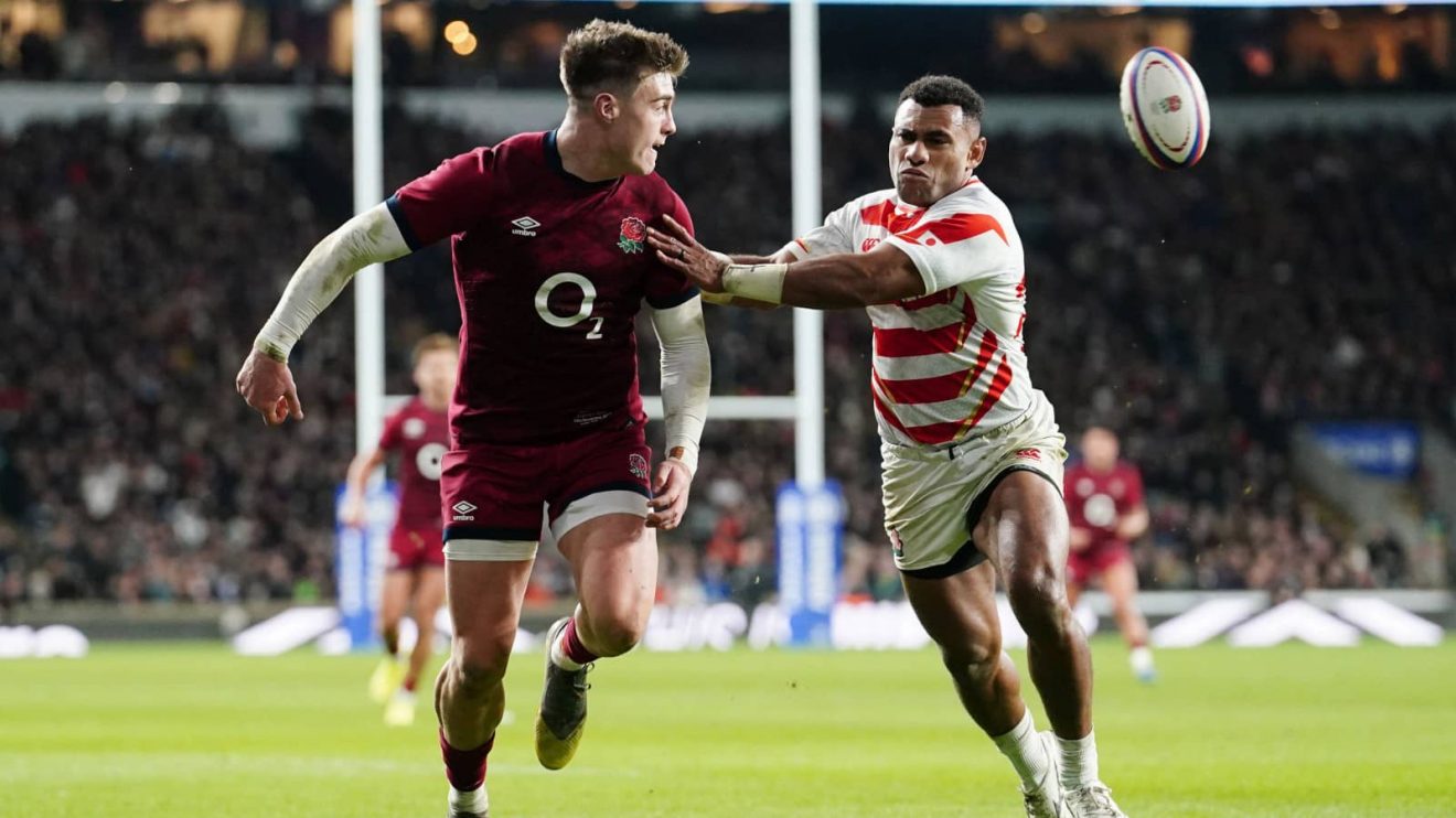 Tommy Freeman's piece of skill for England in victory over Japan in 2024.