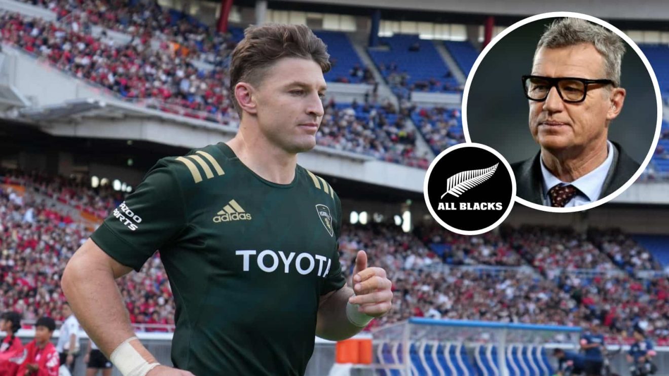 All Blacks veteran Beauden Barrett and an insert of Sir John Kirwan.