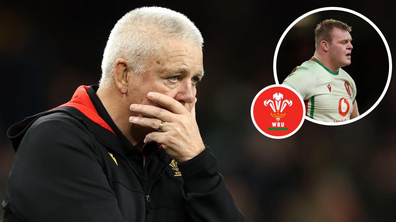 Head coach Warren Gatland and an insert of Wales star Dewi Lake.