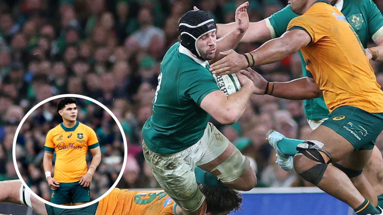 Ireland number eight Caelan Doris on a run against the Wallabies.