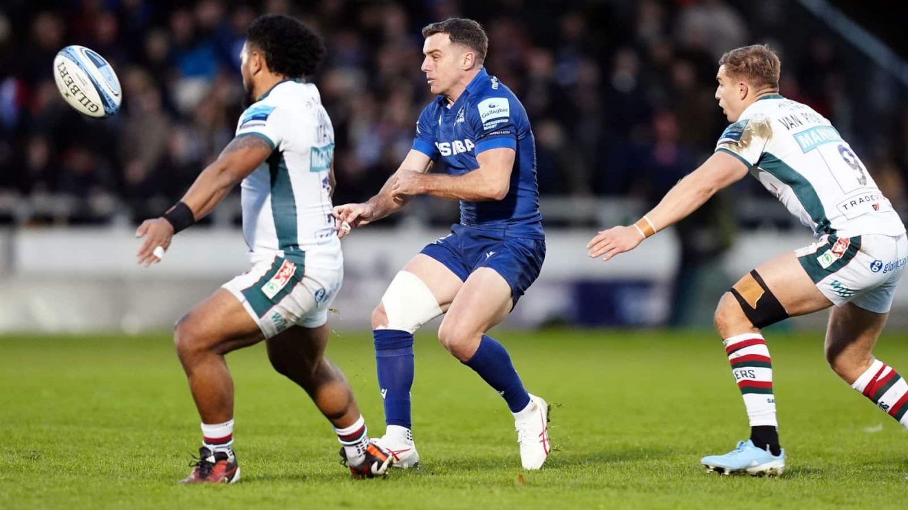 George Ford in action for Sale Sharks against Leicester Tigers in 2024.