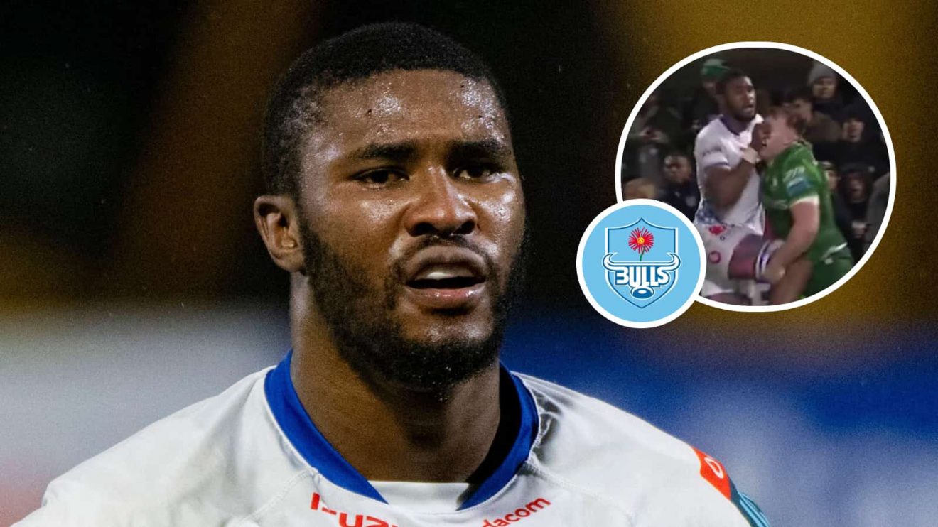 Mpilo Gumede and an insert of the incident leading to his red card against against Connacht.