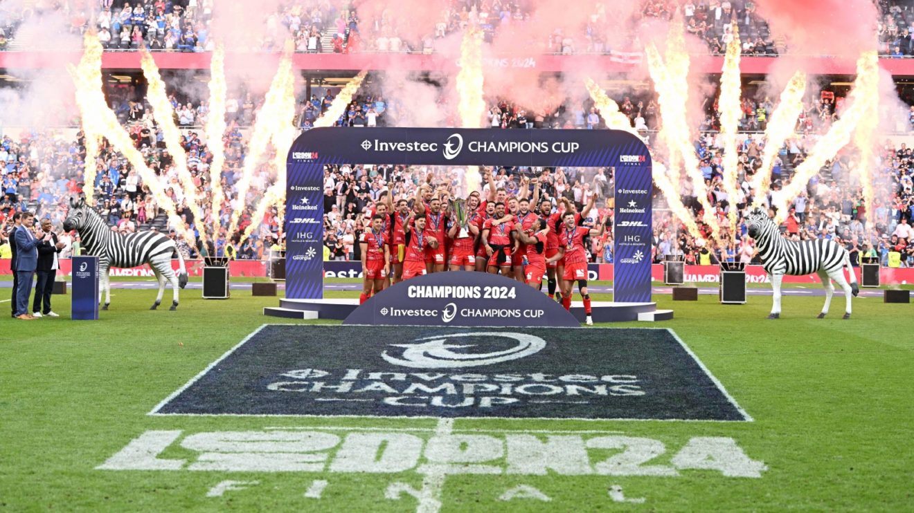 Toulouse celebrates winning the Champions Cup.