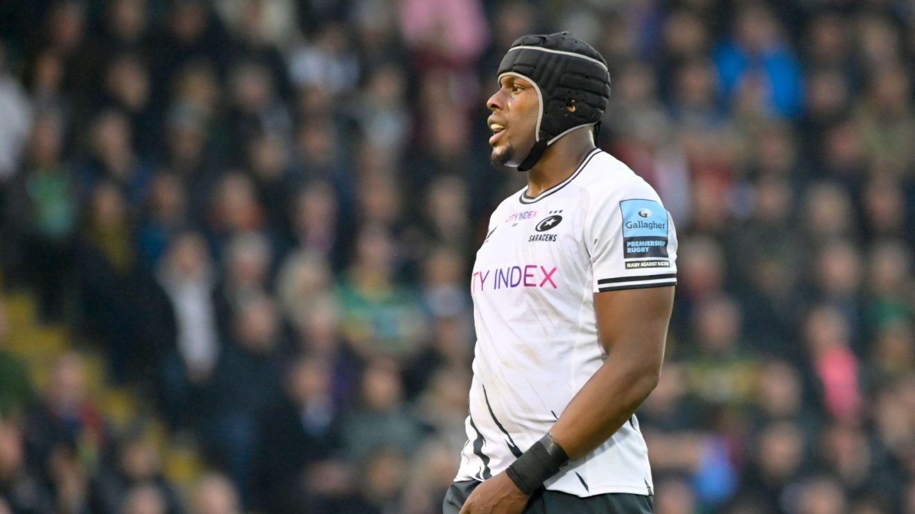 Saracen Maro Itoje looks on.