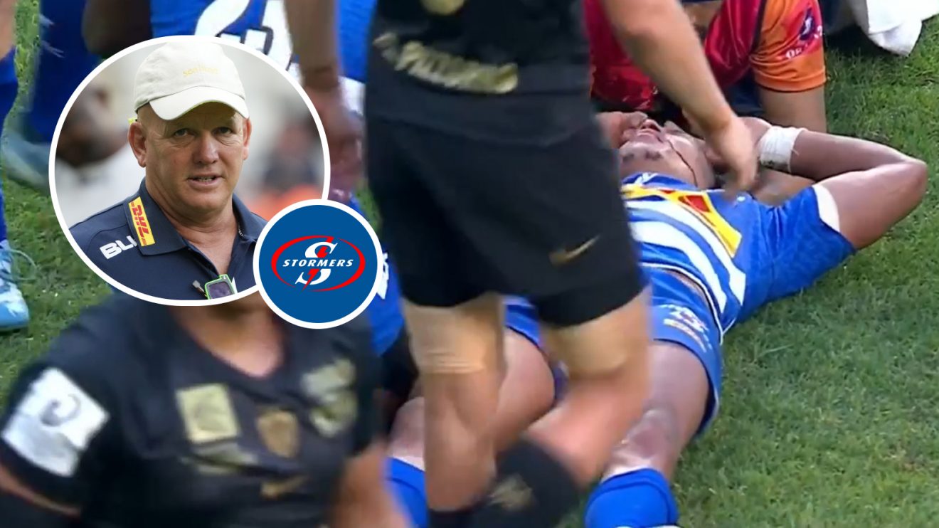 Stormers fly-half Manie Libbok and an insert of director of Rugby John Dobson.