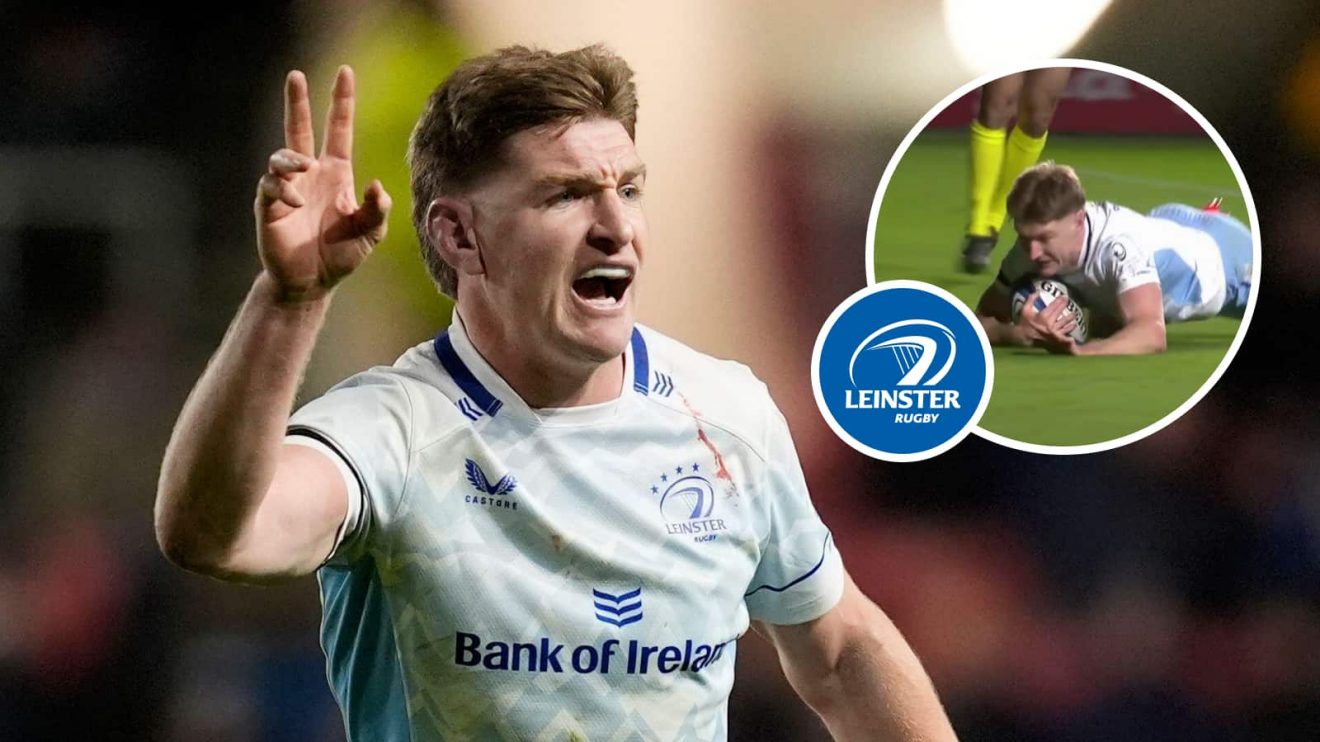 All Blacks centre Jordie Barrett playing for Leinster and scoring a try on his Investec Champions Cup debut.