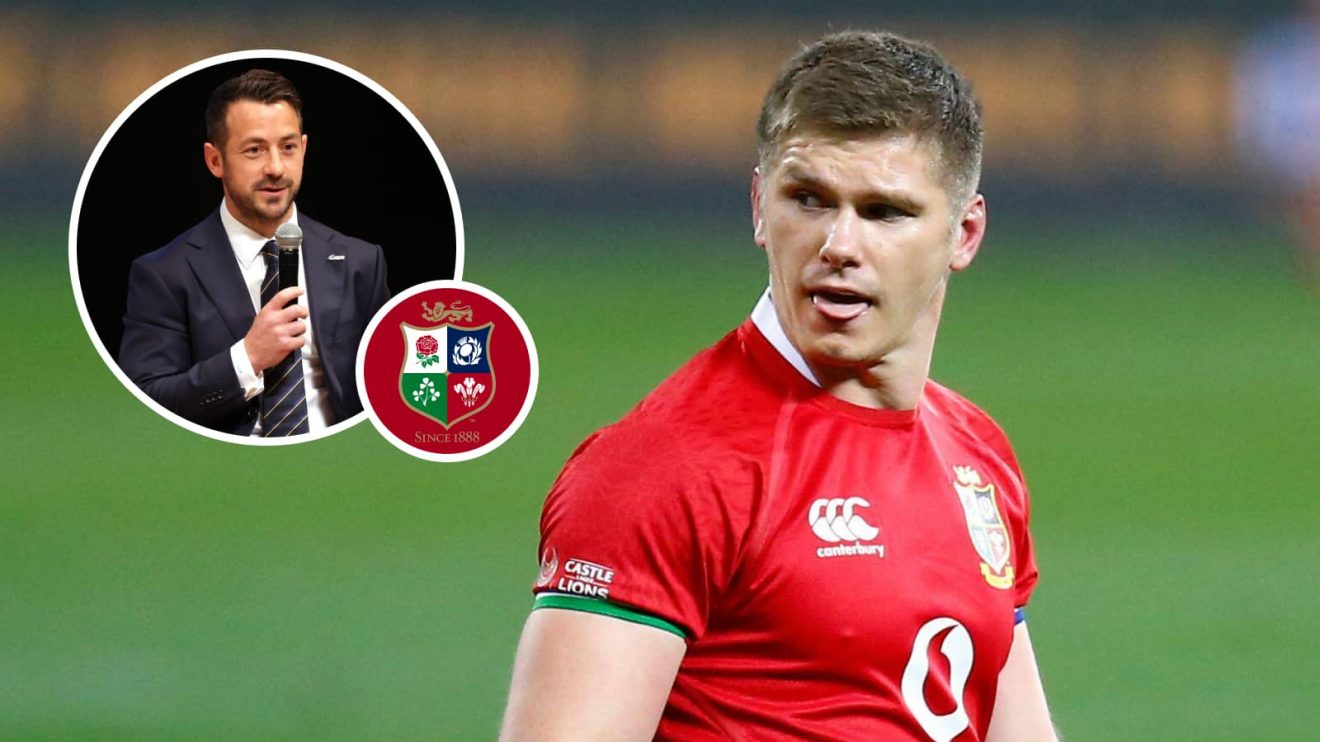England Fly-half Owen Farrell and an insert of Greig Laidlaw.