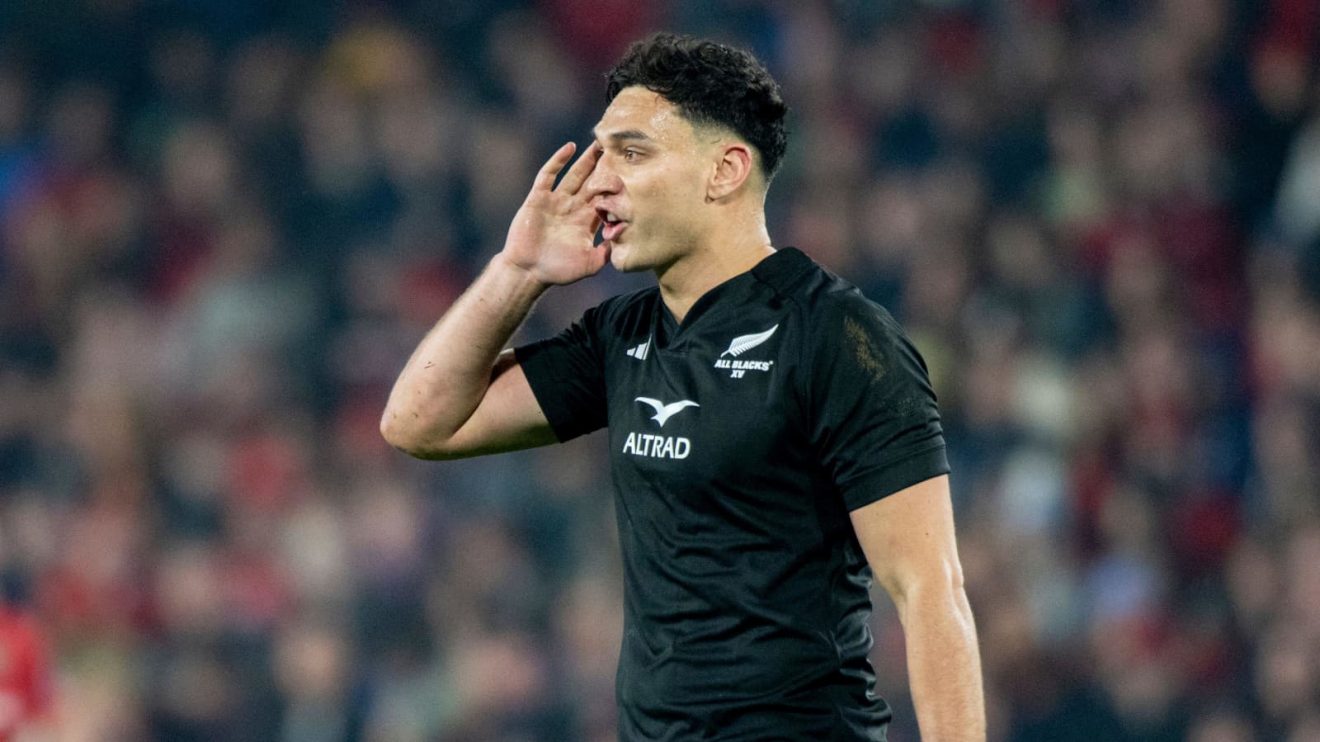 Shaun Stevenson in action for All Blacks XV against Munster in November 2024.