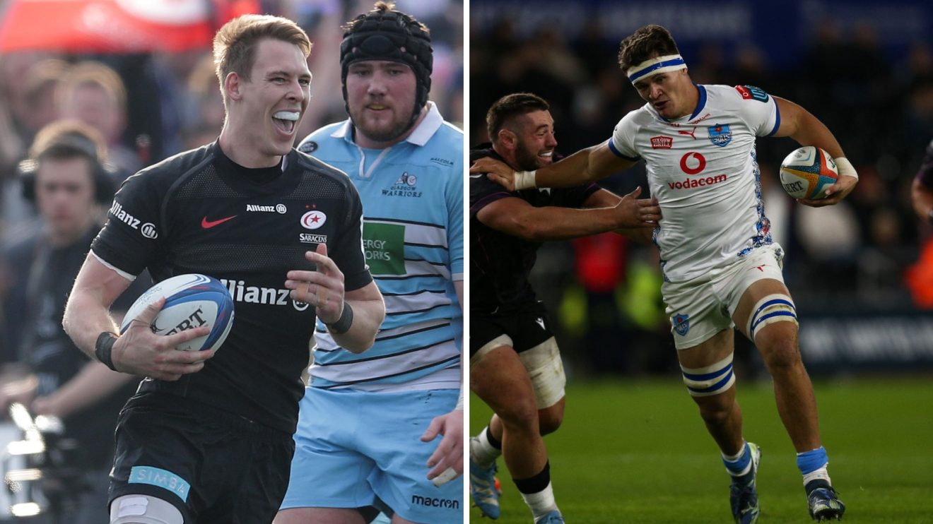 Split with Saracens Liam Williams and Bulls Elrigh Louw.